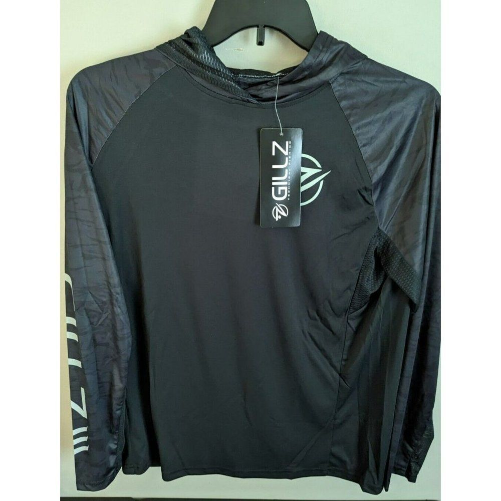 Gillz Tournament Series LS UV Fishing Pullover Hoodie Small Black Men's NWT